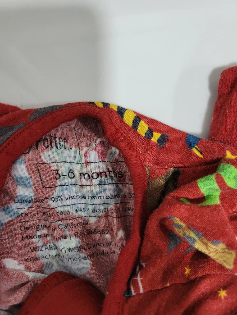 Little Sleepies Red Harry Potter Patterned Footie - Picture 2 of 3